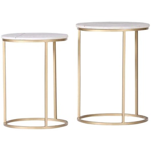 Beistelltisch 2er Set - weiß - Materialmix | Möbel Kraft