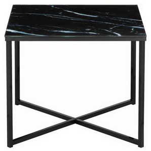 Beistelltisch 50x50x42 cm, Foliert in Marmoroptik Schwarz, Gestell Schwarz - Ablagetisch, Blumentisch