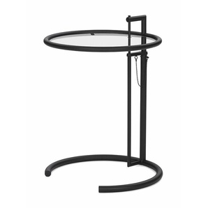 Beistelltisch Adjustable Table ClassiCon Kristallglas klar schwarz, Designer Eileen Gray, 64-102 cm