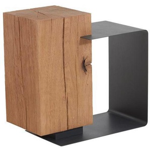 Xxxl Beistelltisch, Anthrazit, Eiche, Holz, Metall, Kerneiche, vollmassiv, quadratisch, C-Form, 35.5x55.5x55 cm, Goldenes M, Dgm, Wohnzimmer,