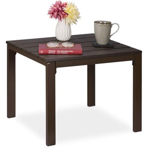 Beistelltisch Balkon, wetterfest, auch für Terrasse u. Garten, hbt: 39 x 52 x 48 cm, Outdoortisch klein, braun - Relaxdays