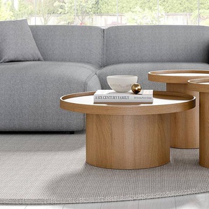 Beistelltisch BOURAPIL Ø 40cm Braun/Beige/Eiche