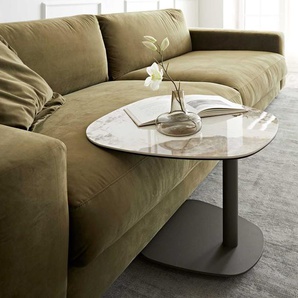 Beistelltisch Elenya 60x60 cm Keramik Minas Melange Weiß-Beige Gestell Effektfinish Titan, Beistelltische