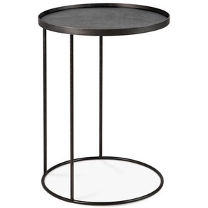 Beistelltisch Ethnicraft Ethnicraft Gestell Metall, Platte Holz schwarz lackiert silber, Designer Dawn Sweitzer, 66 cm