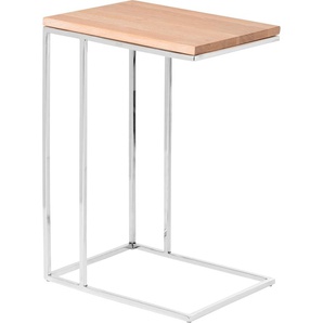Beistelltisch FINK Tische Gr. H: 58 cm, weiß (weiß, silberfarben) Beistelltische massive Tischplatte, Beistelltisch C-Form