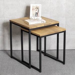 Beistelltisch Freswick 2er-Set 38 x 46 x 38cm Schwarz/Braun