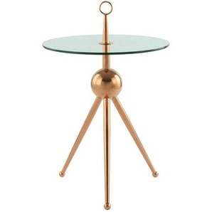 Beistelltisch, Gold, Metall, Glas, rund, 46x52 cm, Wohnzimmer, Wohnzimmertische, Beistelltische, Beistelltische Metall