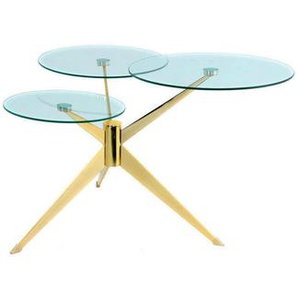 Beistelltisch, Gold, Metall, Glas, rund, 75x46 cm, einfacher Aufbau, Wohnzimmer, Wohnzimmertische, Beistelltische, Beistelltische Metall