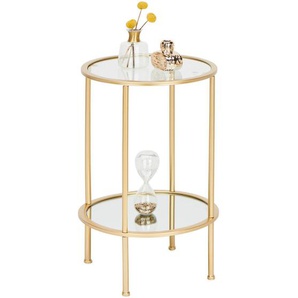 Xxxl Beistelltisch, Gold, Metall, Glas, rund, Rundrohr, 38x55x38 cm, Wohnzimmer, Wohnzimmertische, Beistelltische, Beistelltische Metall