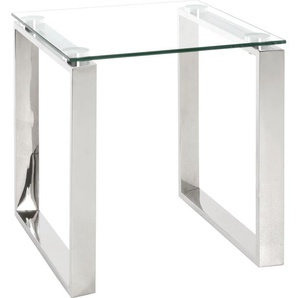 Beistelltisch HAKU Tische Gr. B/H/T: 42 cm x 45 cm x 42 cm, ohne Auszug, grau (edelstahl, edelstahl, klarglas) Beistelltische