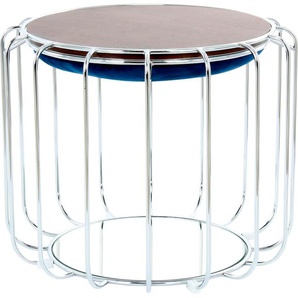 Beistelltisch KAYOOM Beistelltisch / Pouf Comfortable 110 Tische blau (dunkelblau, silber) Beistelltische praktisch umzuwandeln in Tisch oder Hocker, mit Spiegelglas