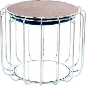 Beistelltisch KAYOOM Beistelltisch / Pouf Comfortable 110 Tische blau (petrol, silber) Beistelltische praktisch umzuwandeln in Tisch oder Hocker, mit Spiegelglas