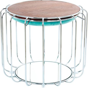Beistelltisch KAYOOM Beistelltisch / Pouf Comfortable 110 Tische grün (mint, silber) Beistelltische praktisch umzuwandeln in Tisch oder Hocker, mit Spiegelglas
