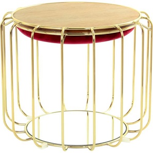 Beistelltisch KAYOOM Beistelltisch / Pouf Comfortable 110 Tische rot (rot, gold) Beistelltische praktisch umzuwandeln in Tisch oder Hocker, mit Spiegelglas