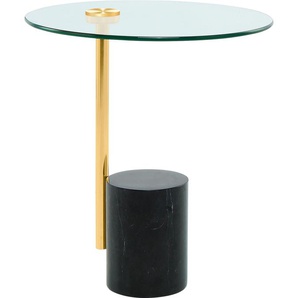 Beistelltisch KAYOOM Beistelltisch Rosario 525 Tische goldfarben (gold, schwarz, schwarz) Beistelltische Tischgestell in Metall-Marmor-Kombination, Sockel Ø 17 cm