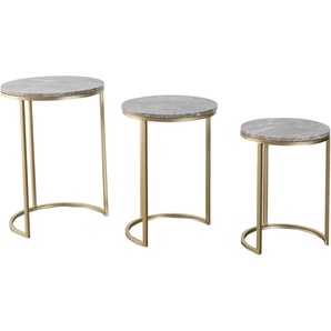 Beistelltisch KAYOOM Beistelltisch Tria 125 3er-Set Tische Gr. B/H/T: 46 cm x 65 cm x 46 cm, grau (grau, gold, grau) Beistelltische Beistelltisch-Set, zeitloses Design, hochwertige Verarbeitung