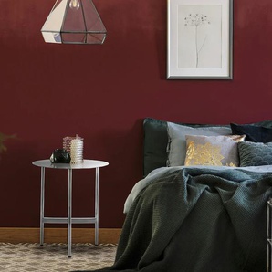 Beistelltisch KAYOOM Pema Tische Gr. B/H/T: 40 cm x 54 cm x 40 cm, silberfarben (silber) Beistelltische minimalistisches Gestelldesign aus Edelstahl, runde Ablagefläche