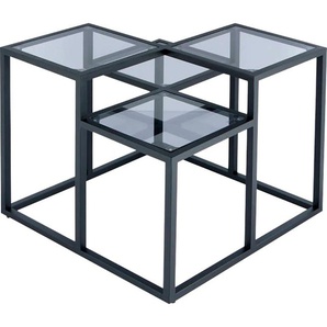 Beistelltisch KAYOOM Steps 625 Tische Gr. B/H/T: 60 cm x 53 cm x 60 cm, schwarz (schwarz, schwarz) Beistelltische stufenförmiges Gestell aus Metall, quadratische Platten, modern