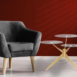 Beistelltisch KAYOOM Triplet Tische Gr. B/H/T: 60 cm x 46 cm x 75 cm, goldfarben Beistelltische Drei Tischplatten auf verschiedenen Höhen, Retro-Design