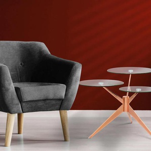 Beistelltisch KAYOOM Triplet Tische Gr. B/H/T: 60 cm x 46 cm x 75 cm, rosegold Beistelltische Drei Tischplatten auf verschiedenen Höhen, Retro-Design
