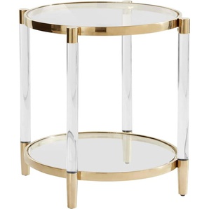 Beistelltisch LEONIQUE Ceadda Tische Gr. B/H/T: 61 cm x 61 cm x 61 cm, goldfarben (gold, glas) Beistelltische mit Metallbeinen und einer Glastischplatte, in 2 Farben, Breite 61 cm
