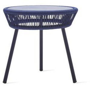 Beistelltisch Loop metall plastikmaterial textil blau / Bespannung handgeflochtenes Polyethylen - Vincent Sheppard - Blau