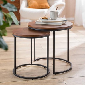 Beistelltisch Marias II 2er-Set Schwarz/Braun