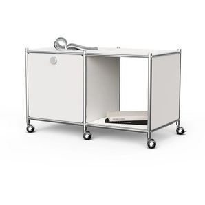 Beistelltisch Metall »CN3« mit 1 Klappenfach und Rollen, weiß