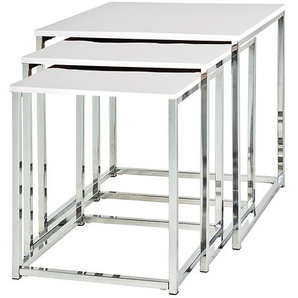 Beistelltisch Robby 3er-Set 39 x 42 x 39cm Silber/Beige