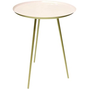 Beistelltisch, Rosa, Gold, Metall, rund, Rundrohr, 51 cm, Wohnzimmer, Wohnzimmertische, Beistelltische, Beistelltische Metall
