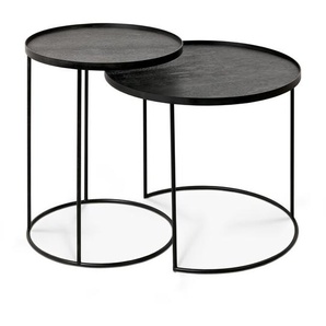 Beistelltisch Set Ethnicraft Ethnicraft Gestell Metall, Platte Holz schwarz lackiert silber, Designer Dawn Sweitzer, 66/57 cm