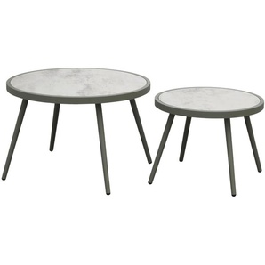 Beistelltisch-Set Rieti, hellgrau/grün, 2-teilig