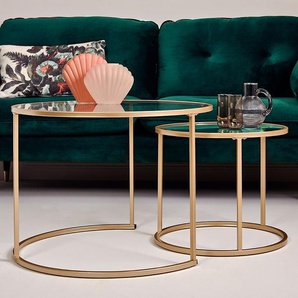 Beistelltisch 2er-Set 73 x 50 x 73cm Gold/Gold