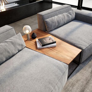 Beistelltisch Tatius 120x40/70 Akazie Natur Gestell schwarz passend zu Sirpio Trapeztisch, Beistelltische