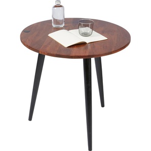 Beistelltisch TOM TAILOR HOME T-WOOD TABLE HIGH Tische Gr. B/H: 50 cm x 50 cm, schwarz (natur, schwarz) Beistelltische Beistelltisch mit Knopfdetail, dunkles Mangoholz und schwarze Beine
