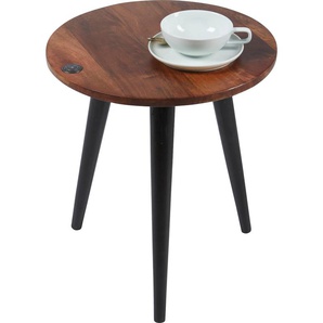 Beistelltisch TOM TAILOR HOME T-WOOD TABLE SMALL Tische Gr. B/H: 40 cm x 46 cm, schwarz (natur, schwarz) Beistelltische Beistelltisch mit Knopfdetail, dunkles Mangoholz und schwarze Beine