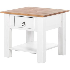 Beistelltisch Valmer I 50 x 45 x 50cm Weiß/Kiefer Weiß/Kiefer Honig