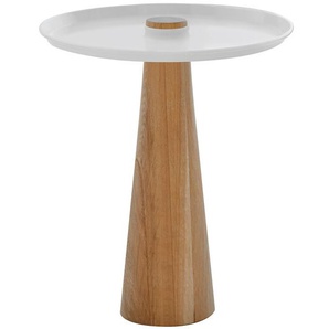Beistelltisch W-Move Table Wagner Gestell Eiche, Tischplatte Stahl weiß braun, Designer Joel Hoff, 50 cm