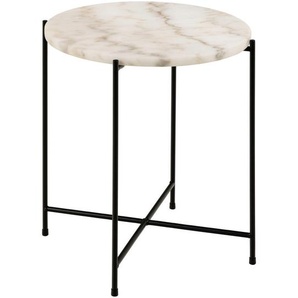 Beistelltisch, Weiß, Stein, rund, X-Form, rund, 42x45x42 cm, Wohnzimmer, Wohnzimmertische, Beistelltische