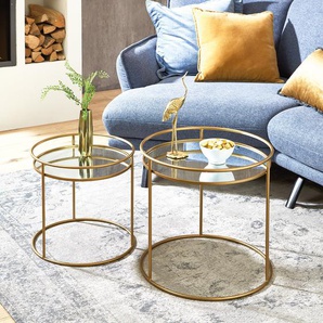 Beistelltisch Yoah 2er-Set Ø 44cm Gold