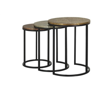 Beistelltische 3er-Set - braun - Materialmix - 42 cm - 52 cm - 42.0 | Möbel Kraft