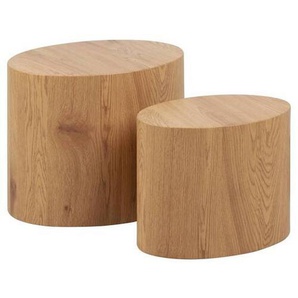 Xxxl Beistelltischset, Eiche, Holzwerkstoff, 2-teilig, oval, rund, Sockel, 48x40x33 cm, Wohnzimmer, Wohnzimmertische, Satztische