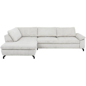 Beldomo Style Ecksofa, Ecru, Textil, 3-Sitzer, Ottomane links, L-Form, 291x197 cm, Goldenes M, Typenauswahl, Fußauswahl, Stoffauswahl, seitenverkehrt