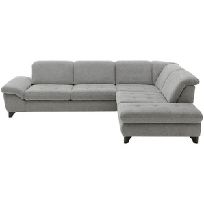 Beldomo Style Ecksofa, Grau, Textil, 5-Sitzer, Ottomane rechts, L-Form, 319x260 cm, seitenverkehrt erhältlich, Bettfunktion Hocker Rücken echt, Wohnzimmer, Sofas & Couches, Wohnlandschaften, Ecksofas