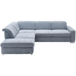 Beldomo Style Ecksofa, Hellblau, Textil, Uni, 5-Sitzer, Ottomane links, nicht einzeln stellbar, L-Form, 301x260 cm, Typenauswahl, Bettkasten erhältlich, Stoffauswahl, Bettfunktion Hocker erhältlich, Wohnzimmer, Sofas & Couches, Wohnlandschaften, Ecksofas