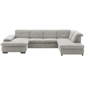 Beldomo Style Wohnlandschaft , Hellgrau , Textil , 5-Sitzer , U-Form , 339x210 cm , Typenauswahl, Bettkasten erhältlich, Fußauswahl, Stoffauswahl, Bettfunktion Hocker Rücken echt , Wohnzimmer, Sofas & Couches, Wohnlandschaften, Wohnlandschaften in U-Form