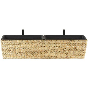 Beliani - Blumenkasten Sandbeige Wasserhyazinthe 80x20x18 cm rechteckig Balkonkasten Landhausstil Gartenaccessoires Gartenzubehör Gartendekoration