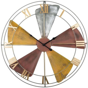 Beliani - Bunte Wanduhr Silber mit Gold ø 60 cm im Metallic Look Rund Klassisch
