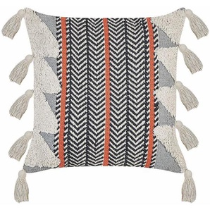 Beliani - Dekokissen Mehrfarbig Baumwolle 45 x 45 cm Bezug mit Füllung Reißverschluss Quasten ZickZack Muster Retro Wohnzimmer Schlafzimmer Accessoire
