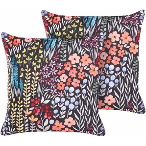 Beliani - Gartenkissen 2er Set Mehrfarbig Stoffbezug mit Füllung Blumenmuster 45x45 cm Quadratisch Modern Zierkissen Dekokissen Terrasse Outdoor